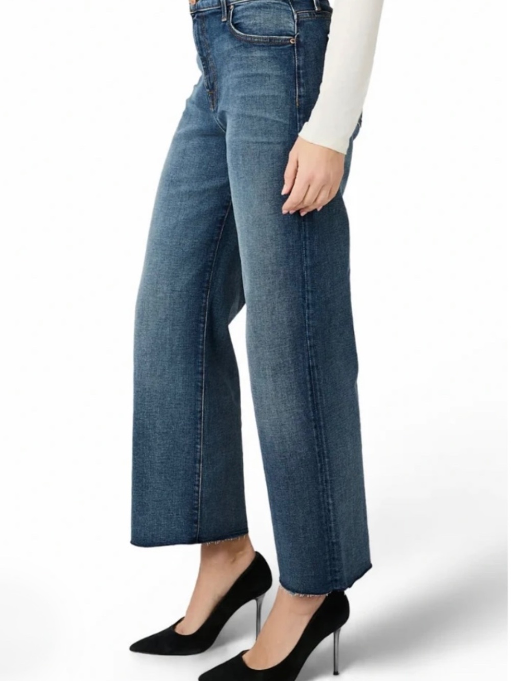 Fidelity Malibu High Rise Raw Hem Wide Leg Crop Jeans | Size 25